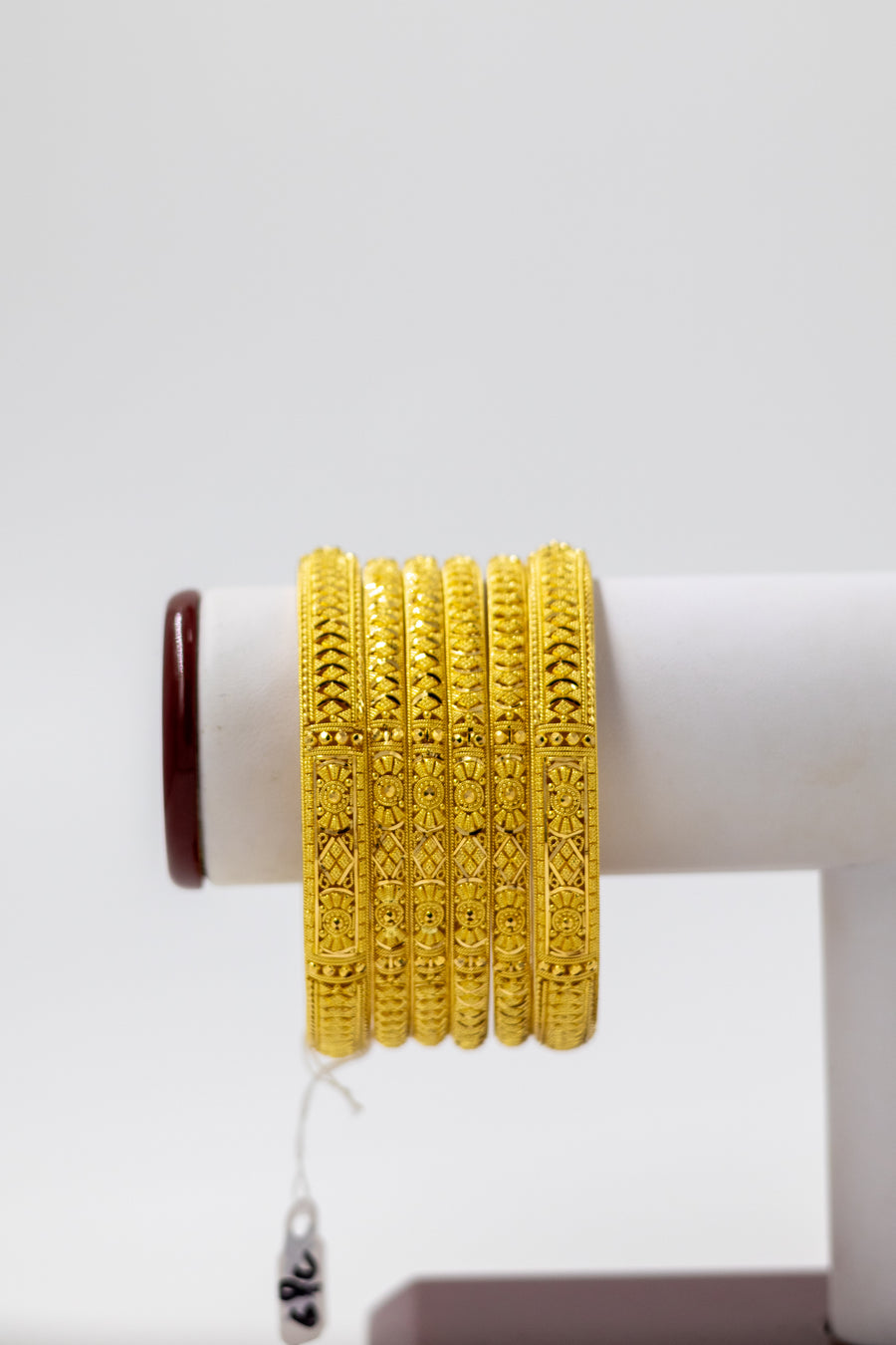 6 Piece 22K Classic Textured Gold Bangle Set