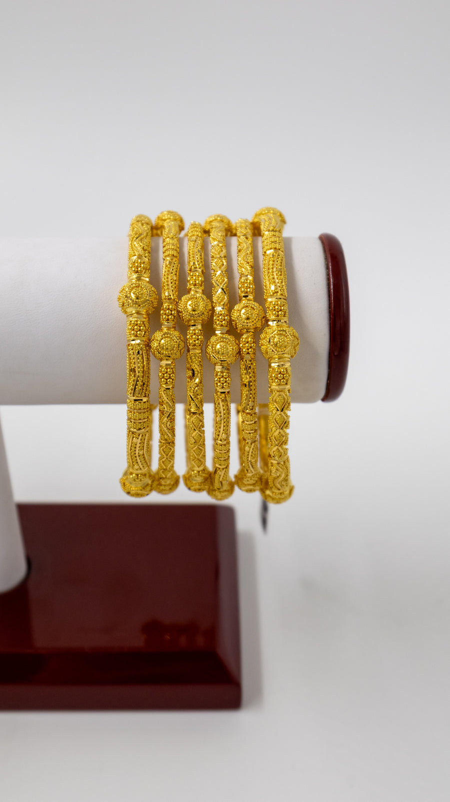 6-Piece-22K-Gold Beaded Ball Motif Bangle Set