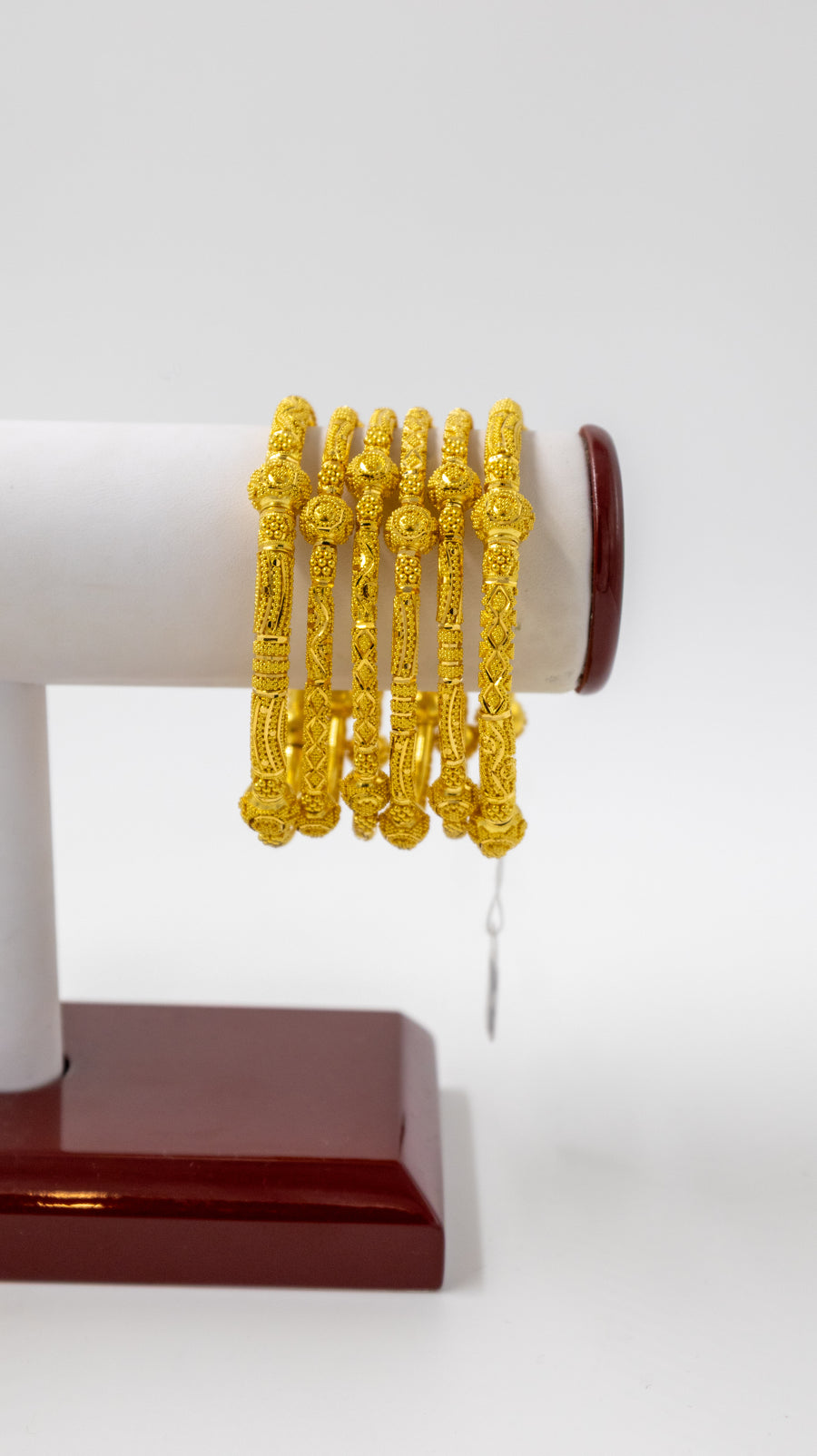 6-Piece-22K-Gold Beaded Ball Motif Bangle Set