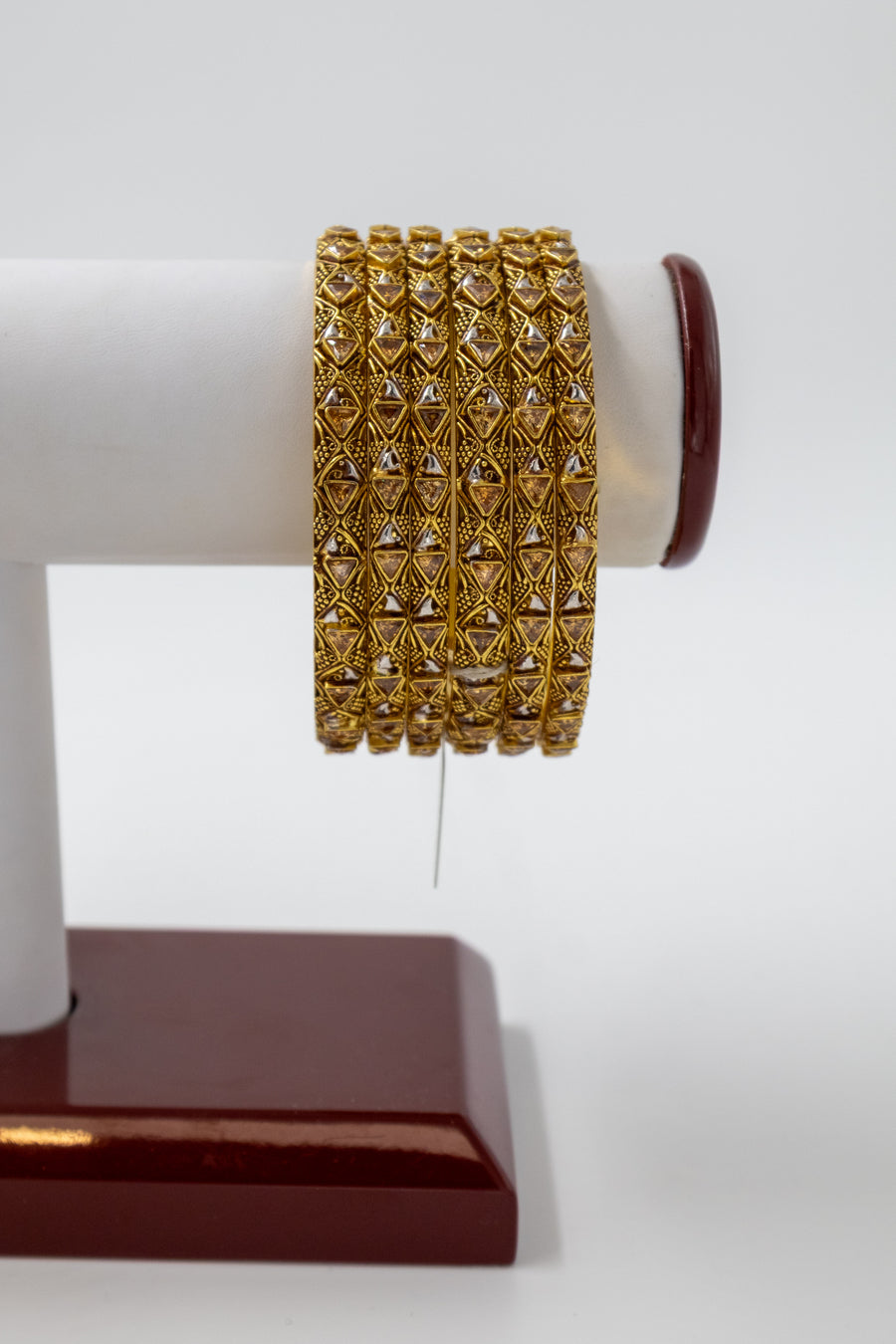 6-Piece-22K-Gold Geometric Triangle Bangle Set