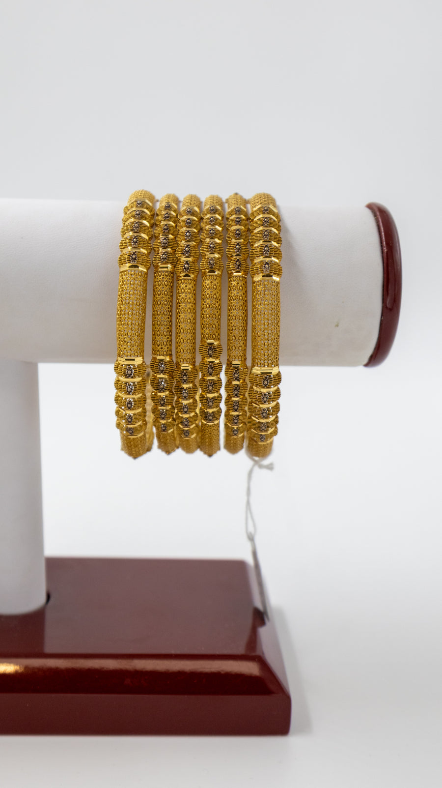 6-Piece 22K-Gold Mesh Bangle Set with Beaded Accents