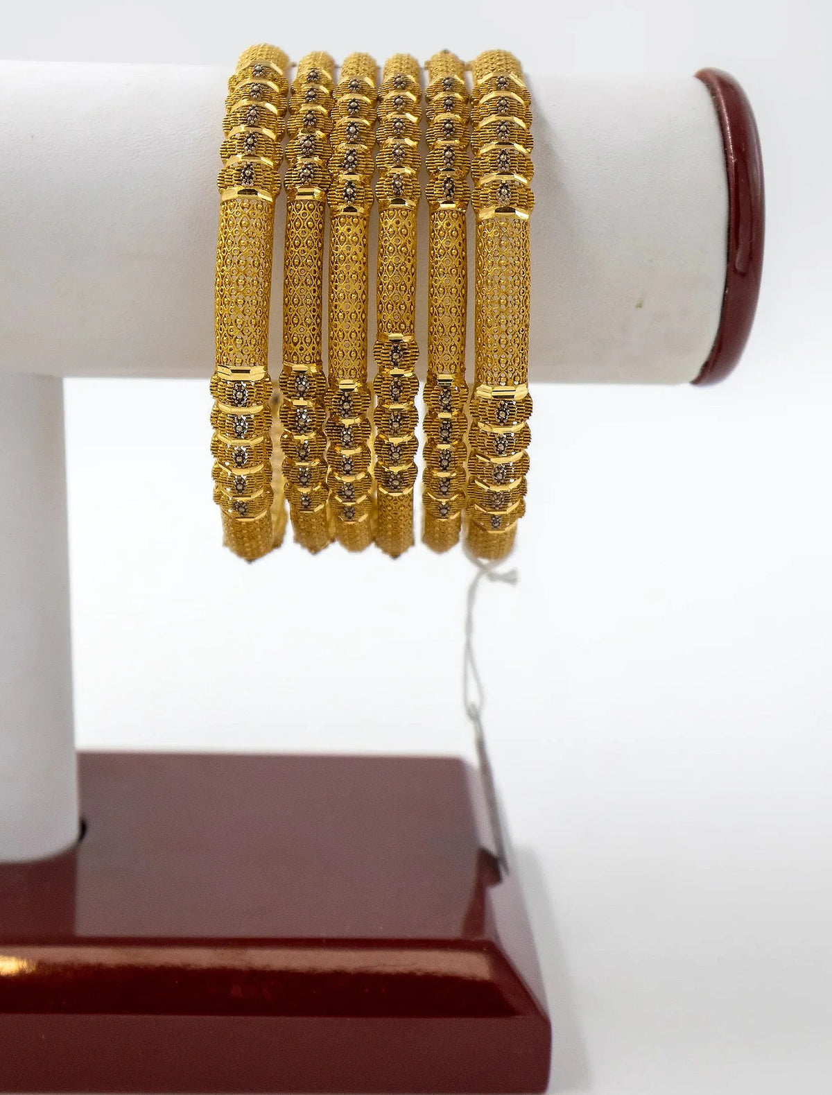 6-Piece 22K-Gold Mesh Bangle Set with Beaded Accents