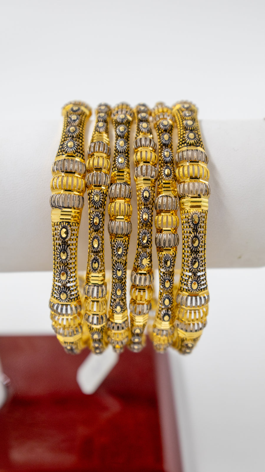 6-Piece-22K Two Tone Gold Bangle Set