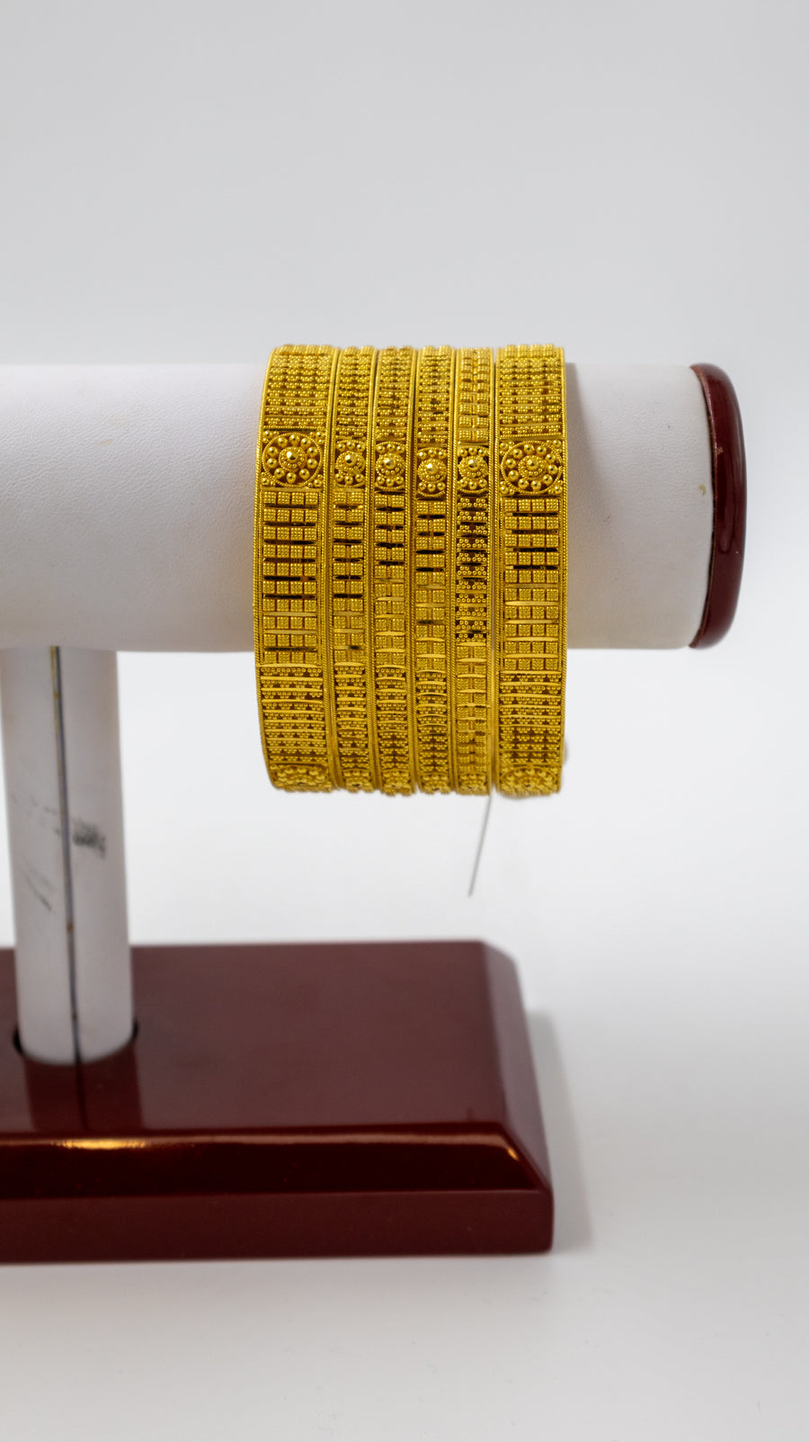 6 Piece 22K-Yellow Gold Filigree Block Bangle Set