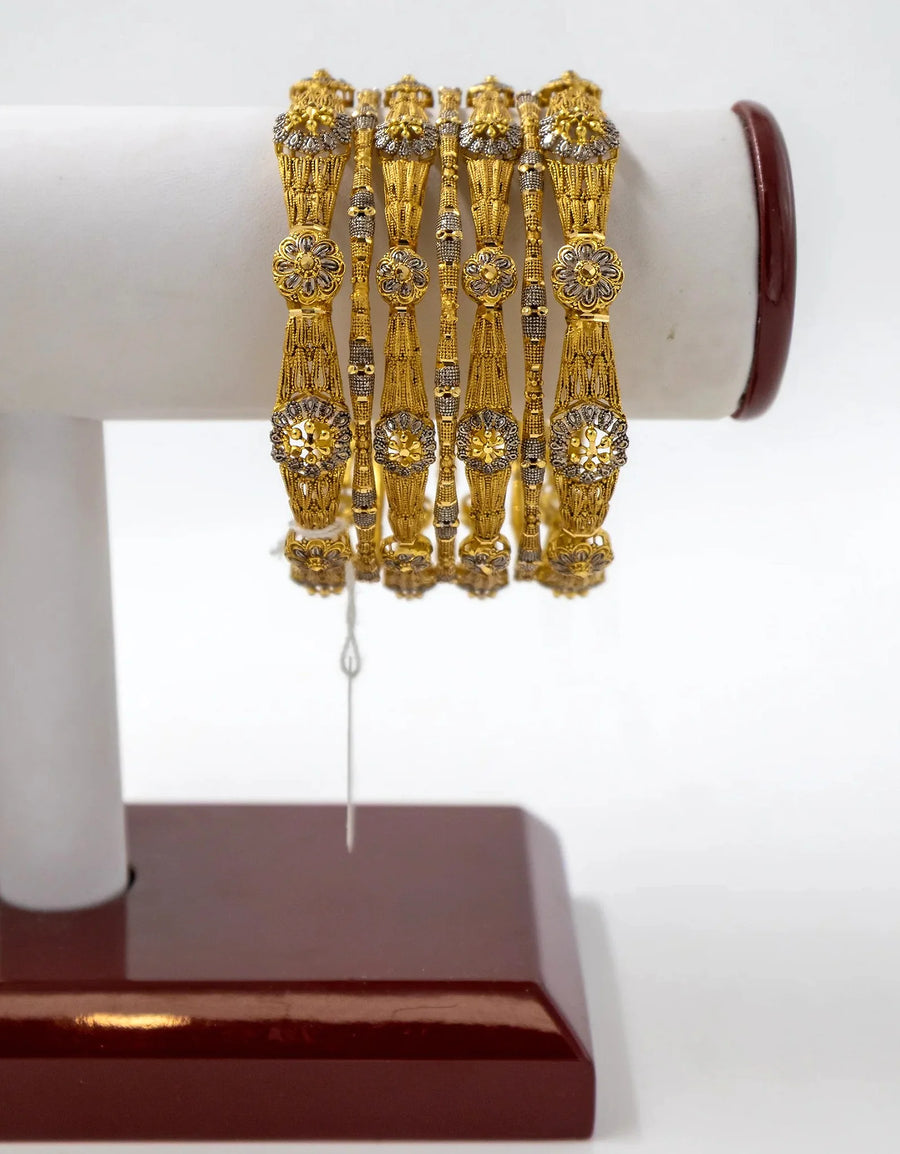 7 Piece 22K Gold Bangle Set for Women – Elegant Designer Finish