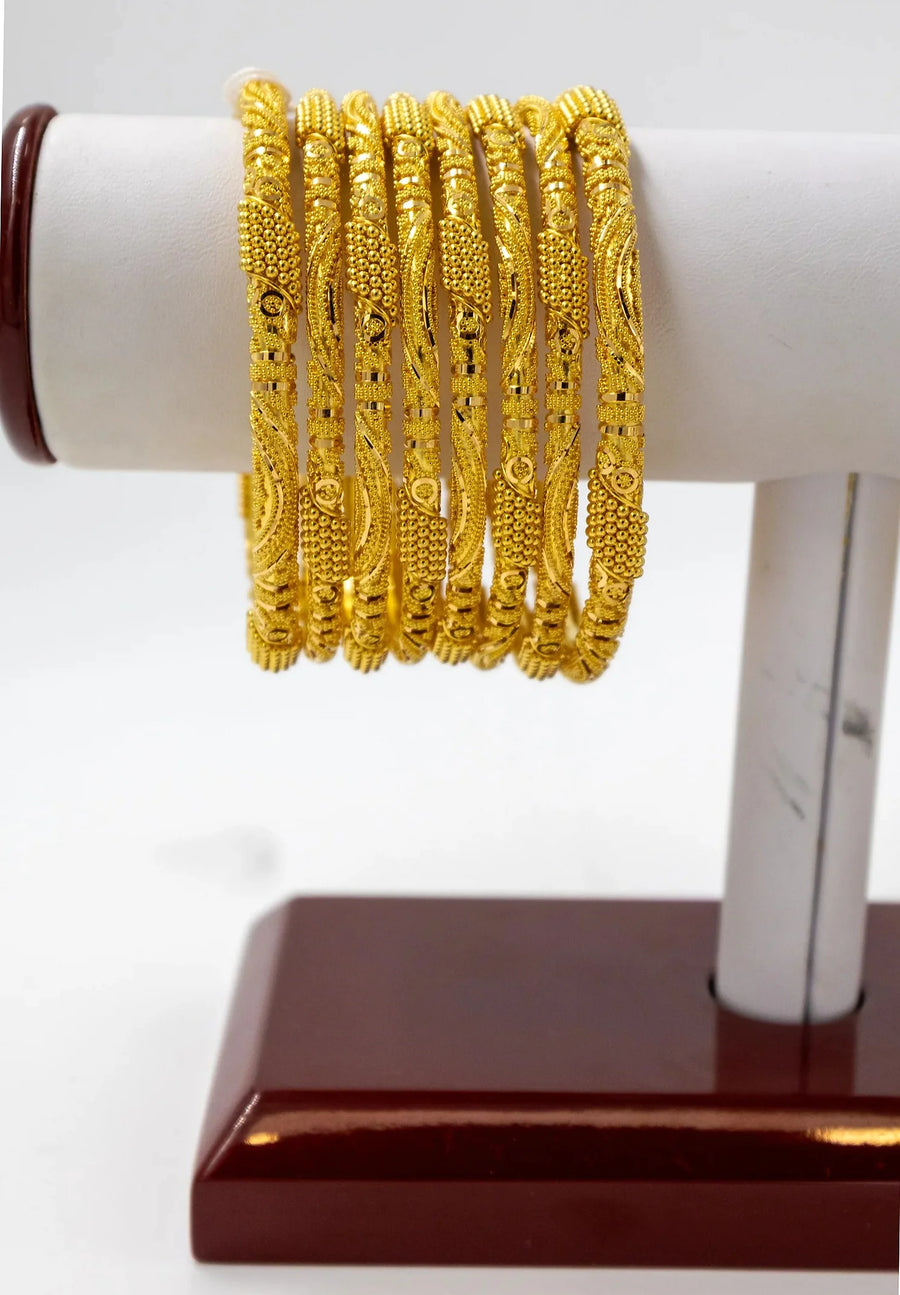 8 pc Bridal Heavy Gold Bangle Set