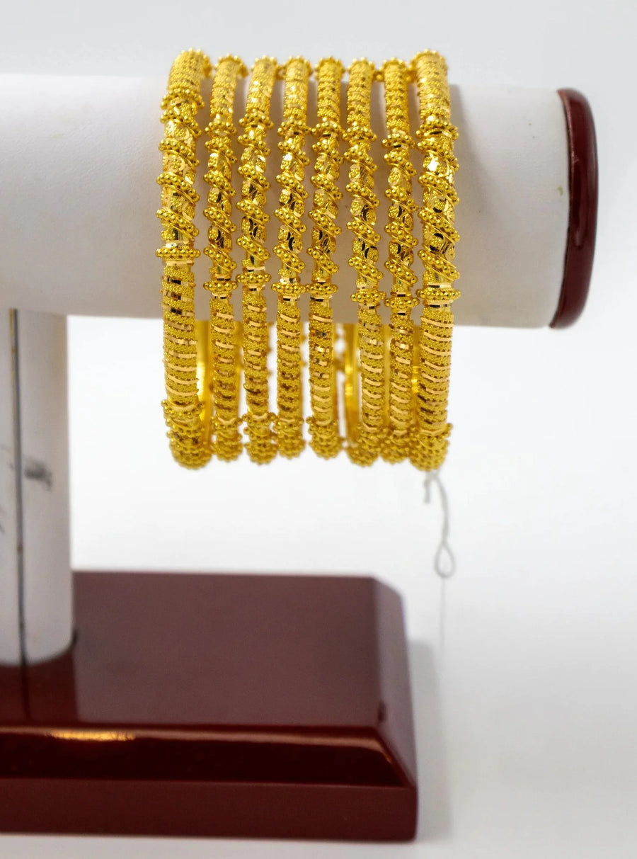 8 pc Gold Bangle Set Twisted Style