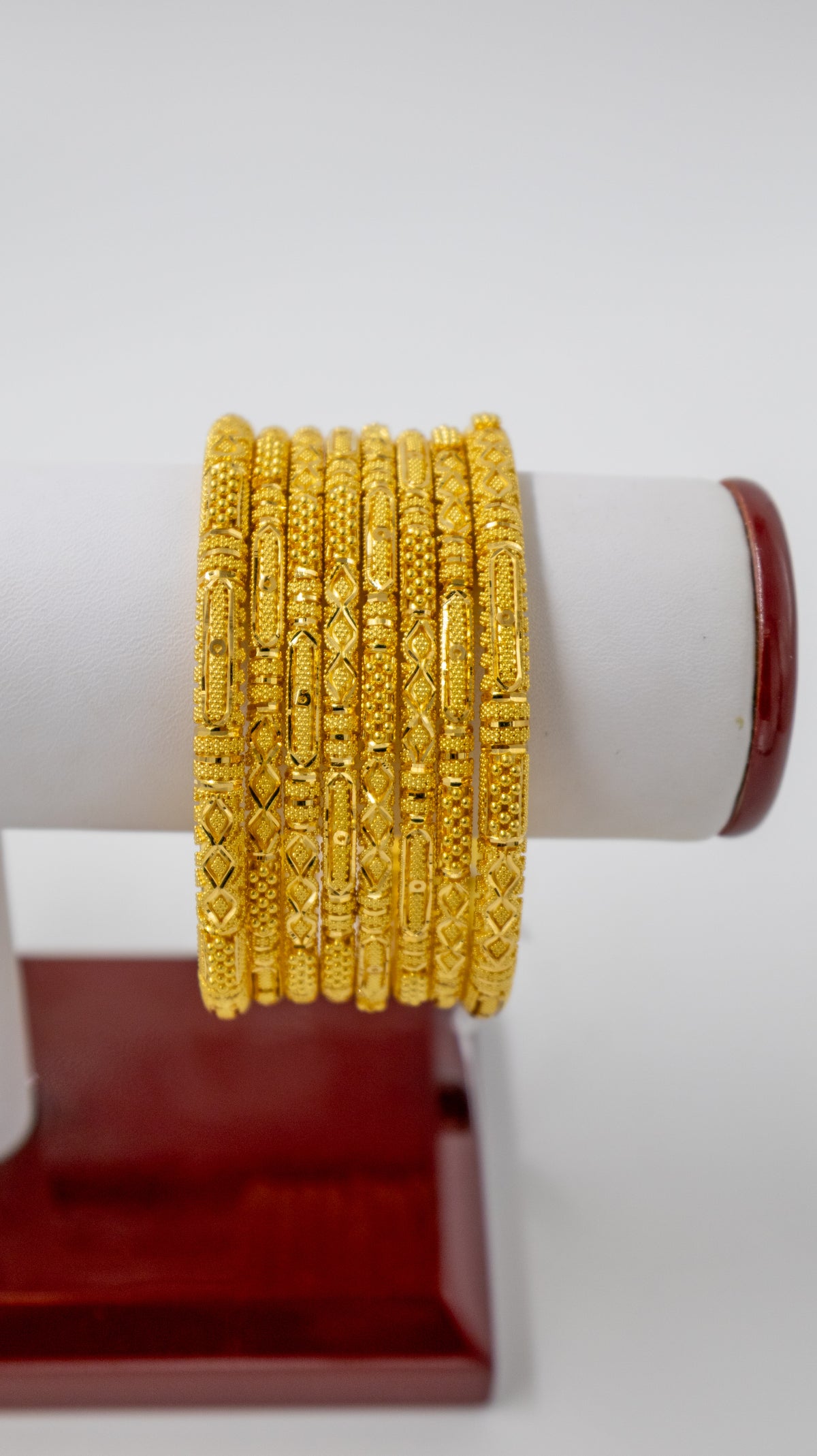 8 pc Gold Bangle Set With Classic Texture