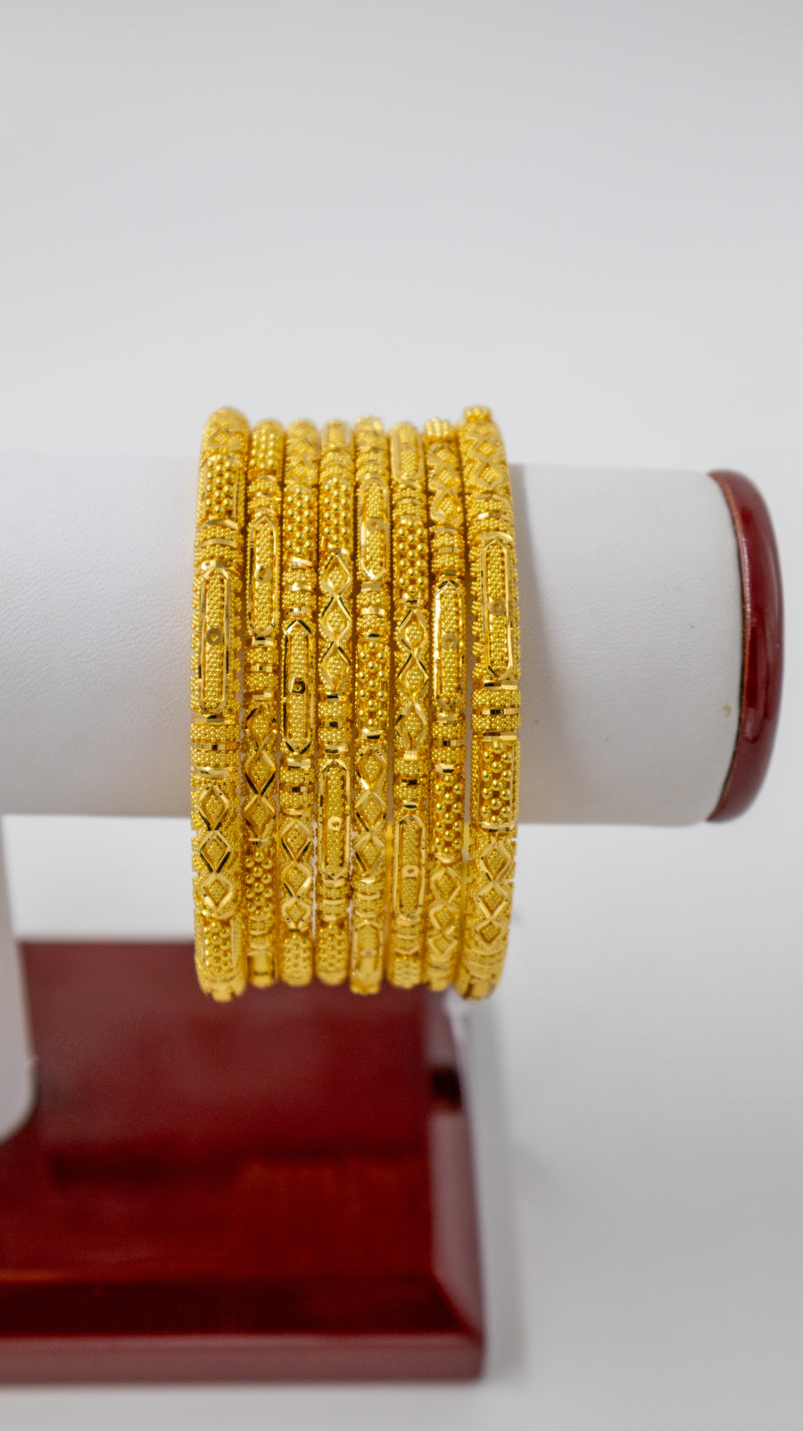 8 pc Gold Bangle Set With Classic Texture