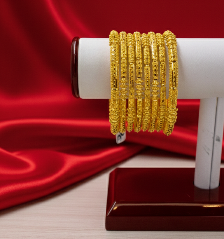 8 Piece 22K Gold Bangle Set for Women – Classic Statement Design