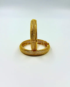 Beaded Texture Gold Bangles - 22K
