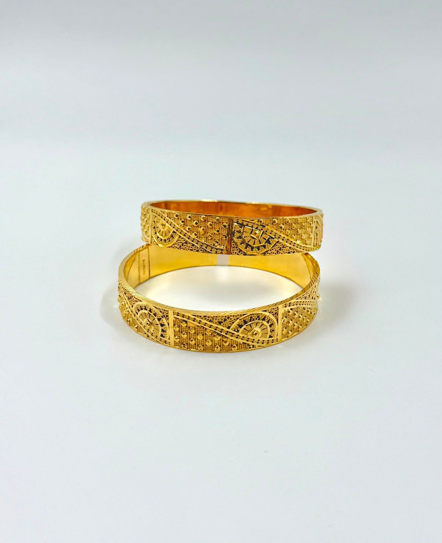Heritage Pattern Gold Bangles - 22K