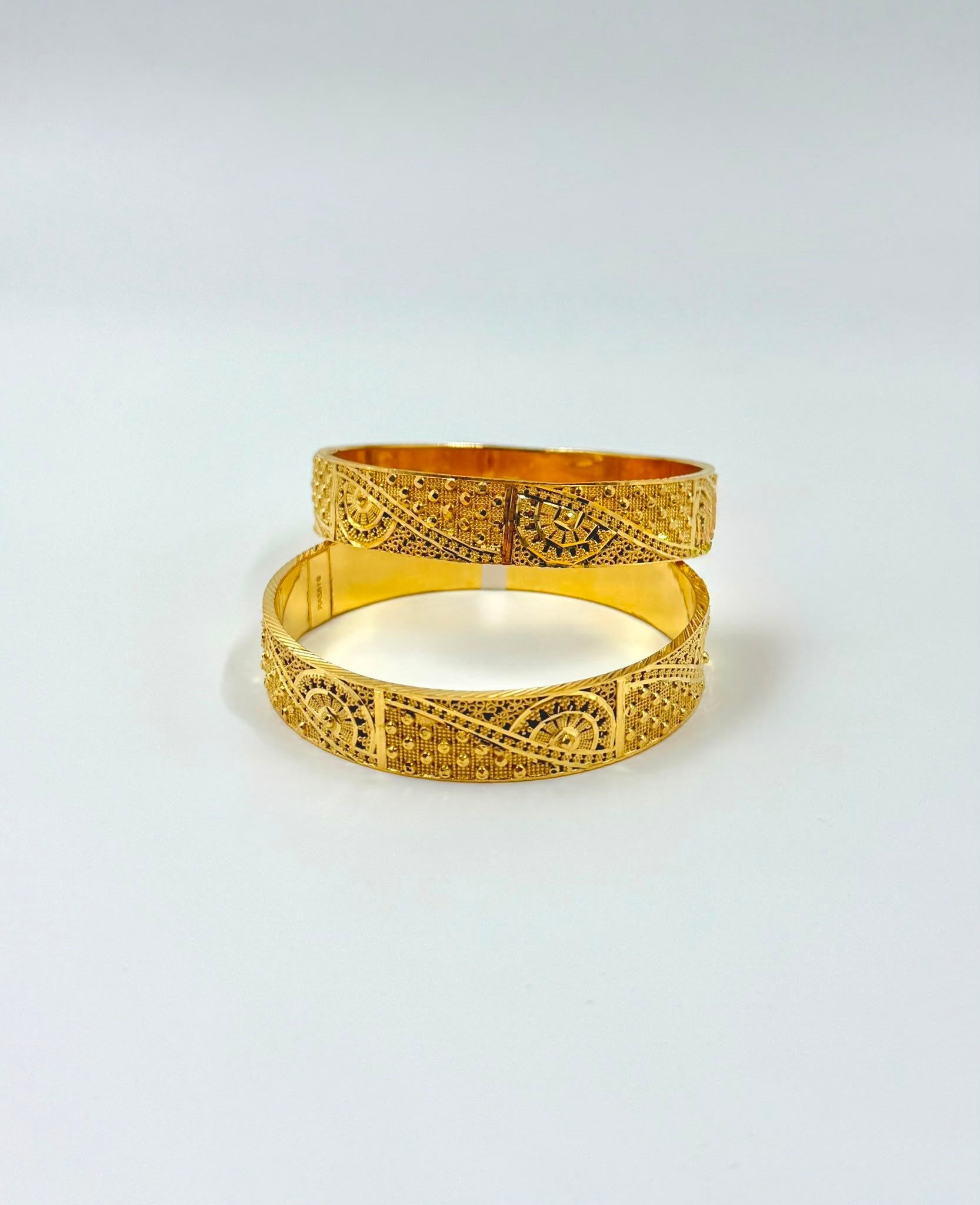 Heritage Pattern Gold Bangles - 22K