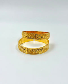 Heritage Pattern Gold Bangles - 22K