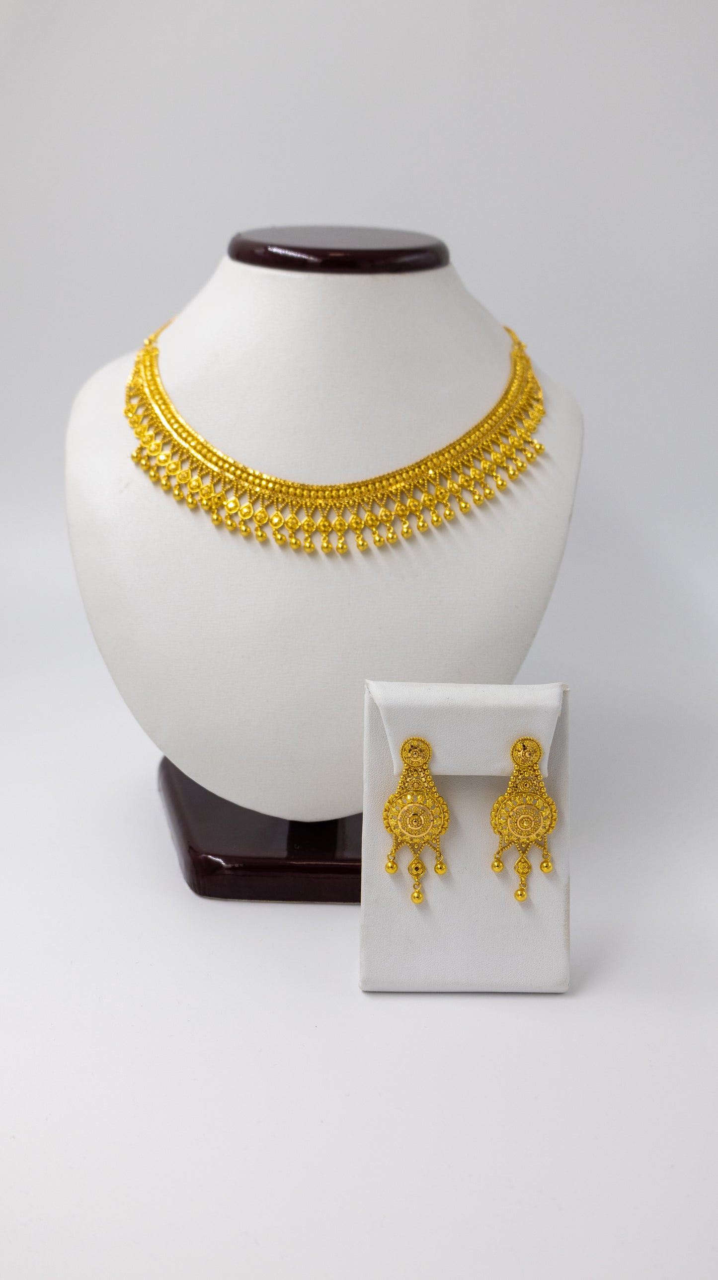 22k Gold Earrings and Necklace Set