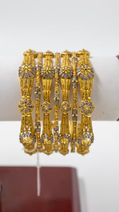 7 Piece 22K Gold Bangle Set for Women – Elegant Designer Finish