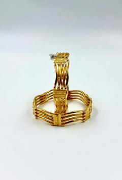 Openwork Wave Gold Bangles - 22K