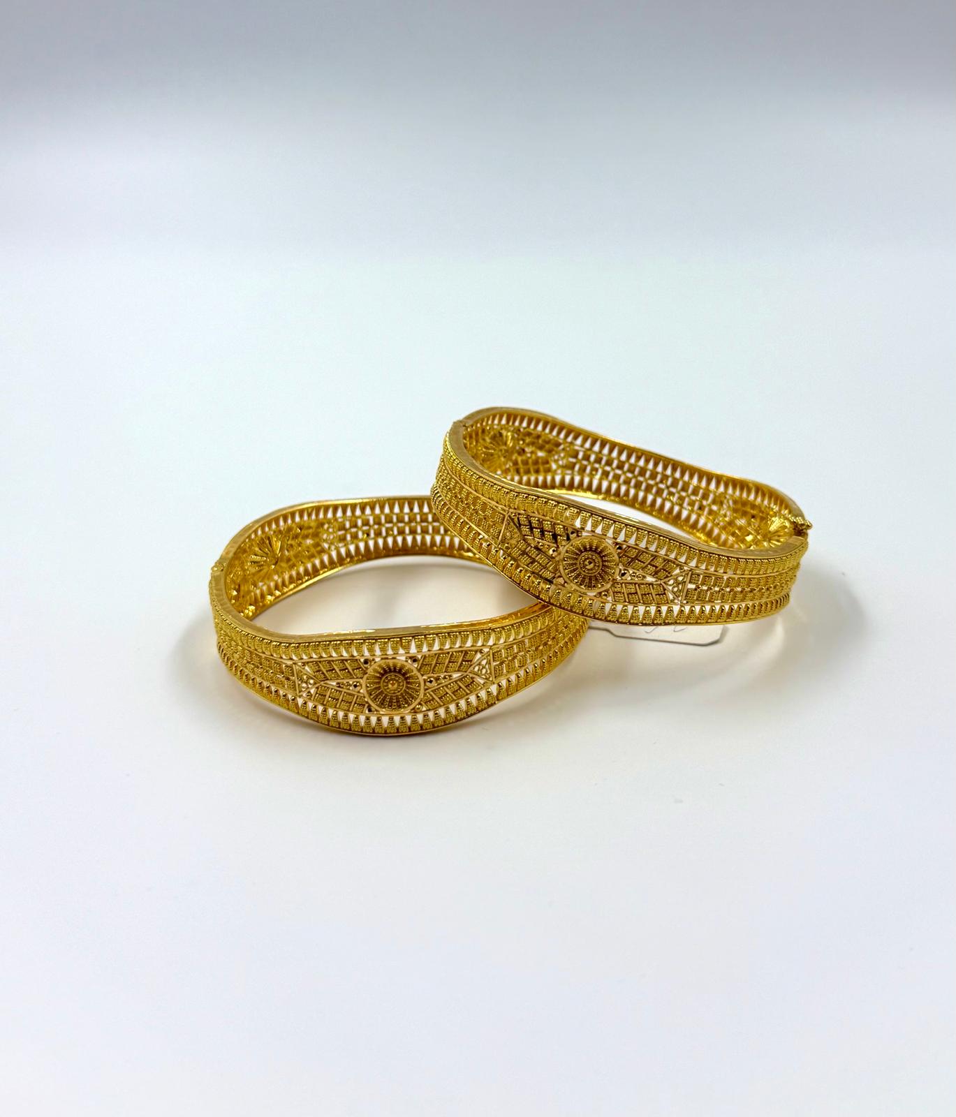 Royal Jali Gold Bangles - 22K