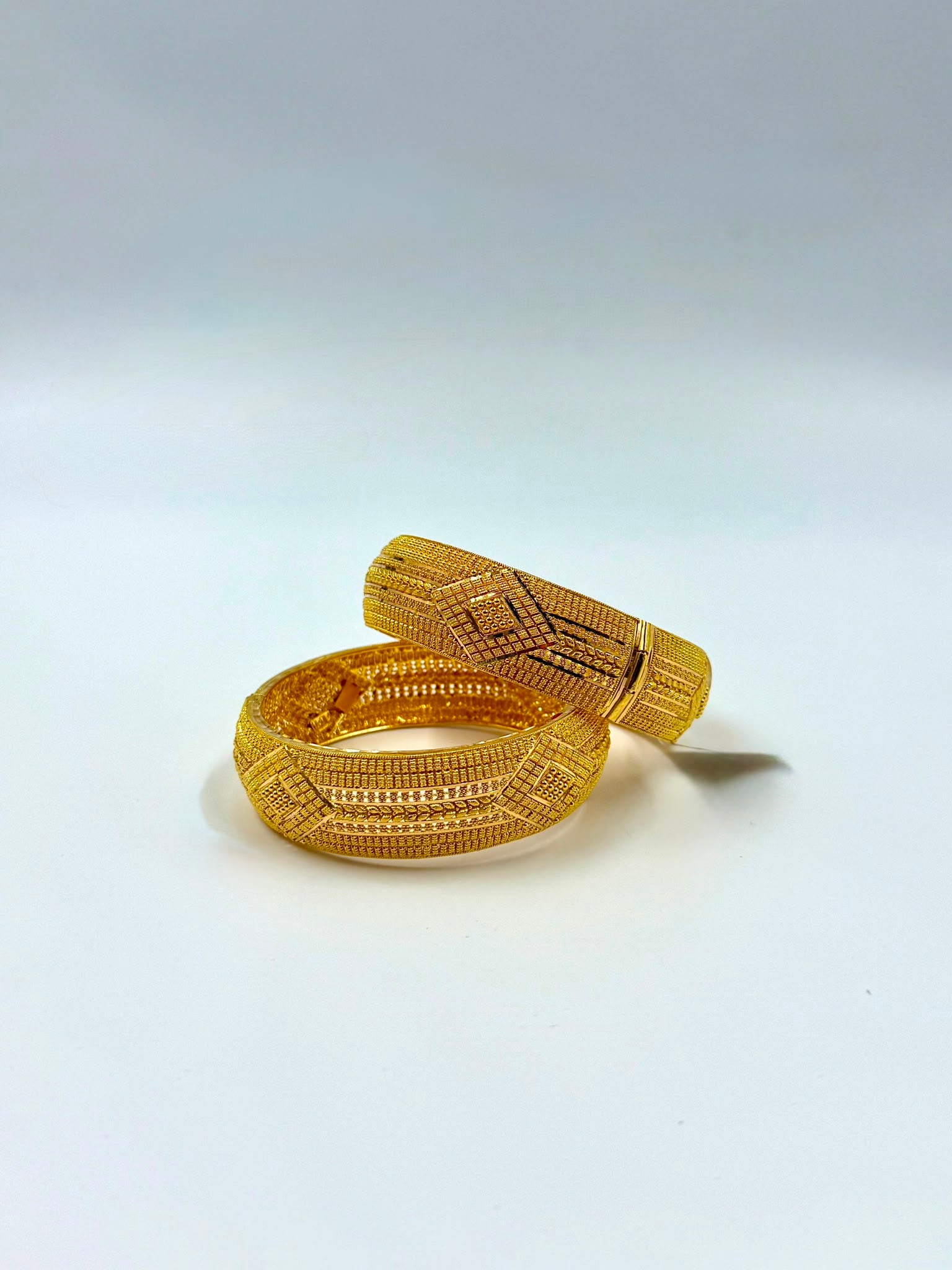 Traditional Engraved Gold Bangles - 22K