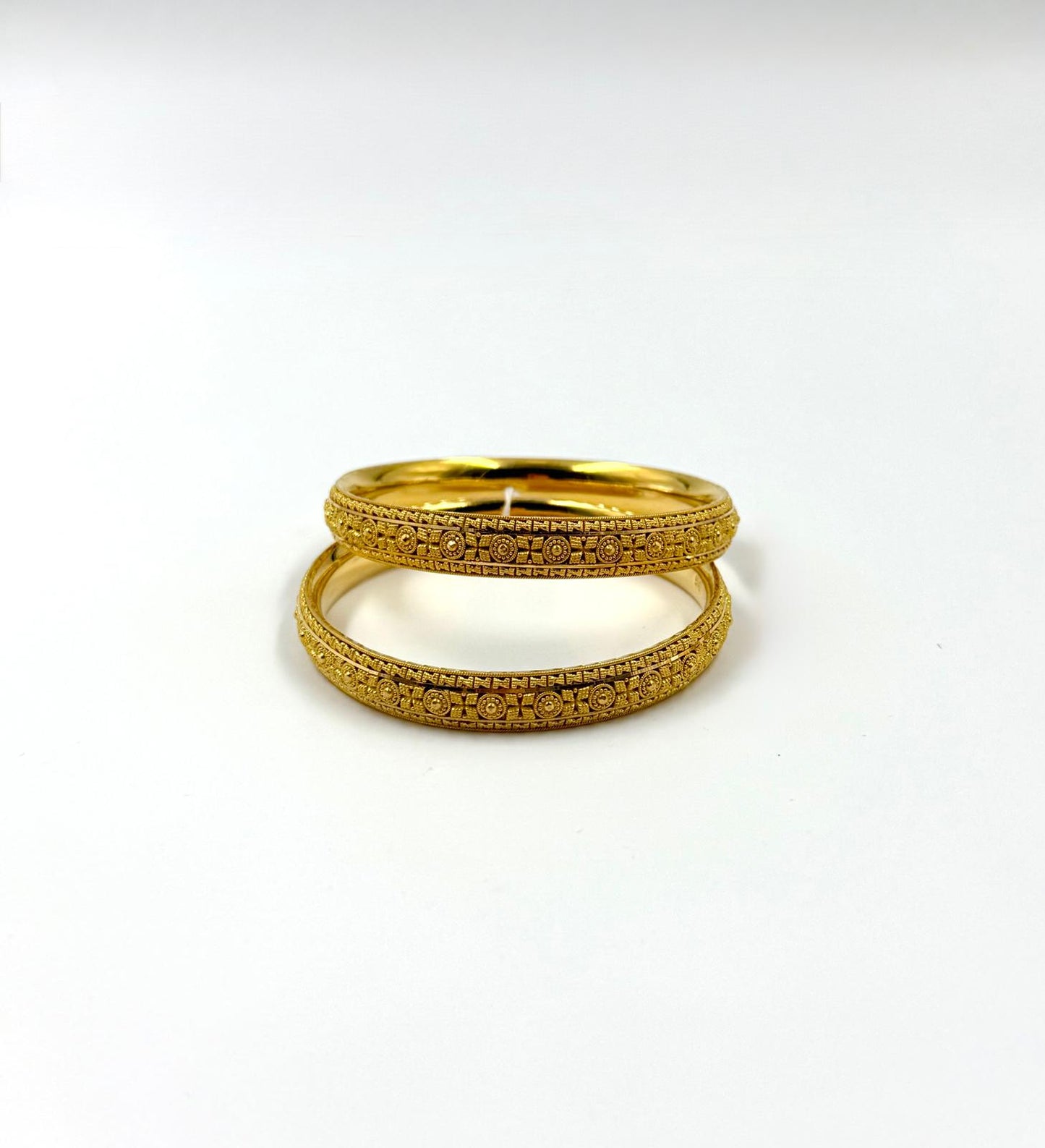 Vintage Motif Gold Bangles - 22K