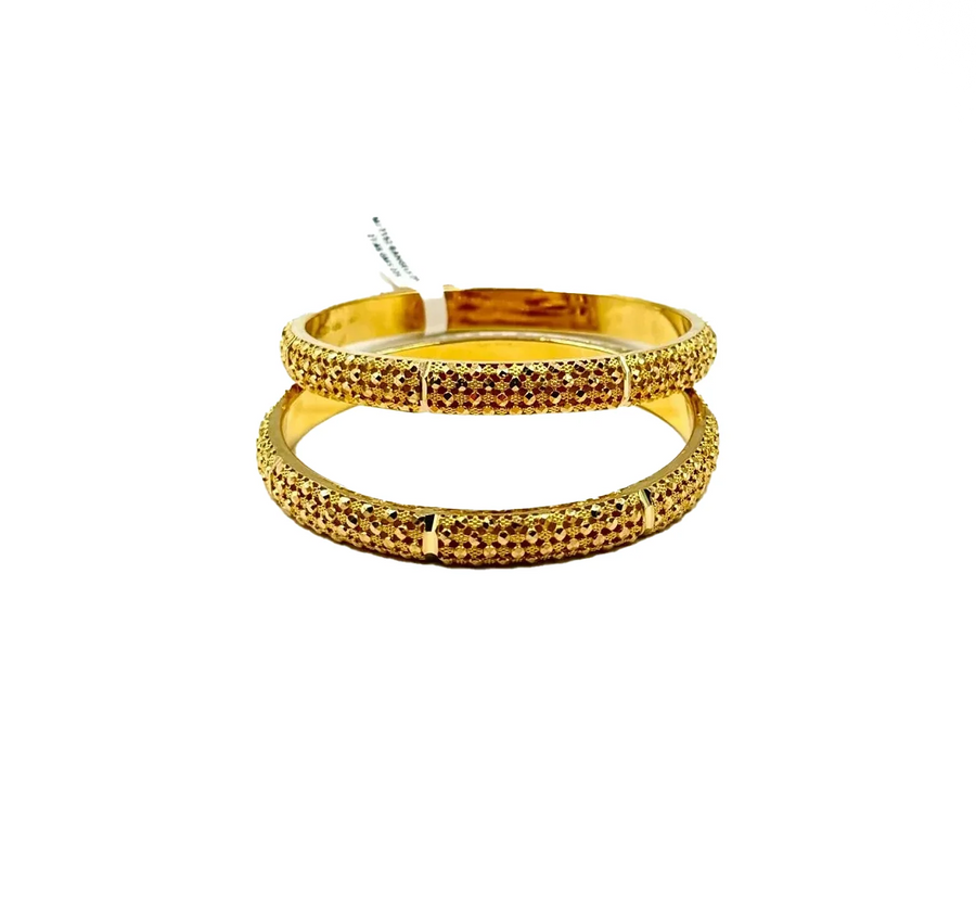 Lattice Pattern Gold Bangles - 22K