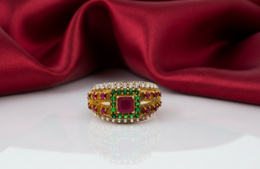 22K Gold CZ Designer Ladies Ring