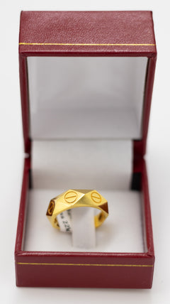 Modern Hexagonal Screw Motif Gold Ring - 22k