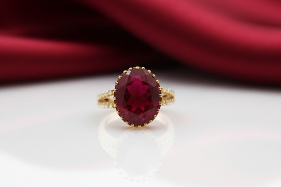 22K Gold CZ Oval Designer Ladies Ring – 5.5 Grams, Size 7.25