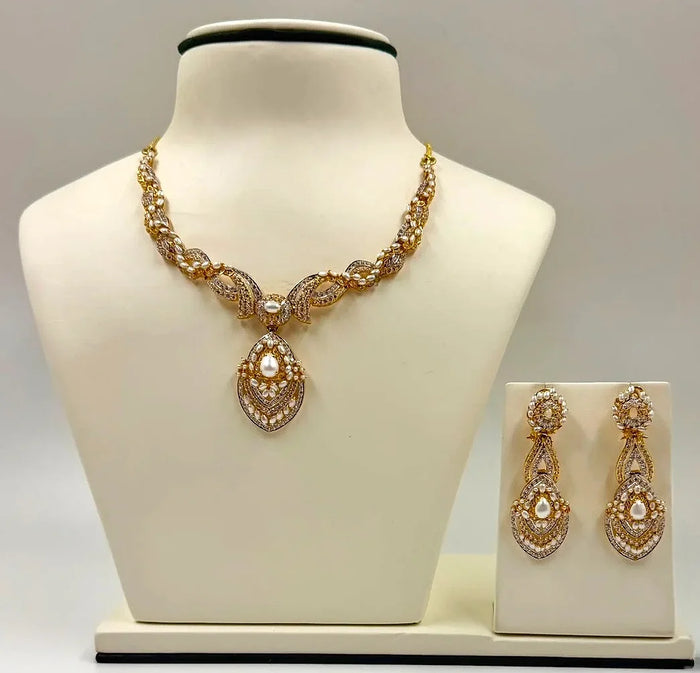 Pearl and Diamond Necklace Set - 22K