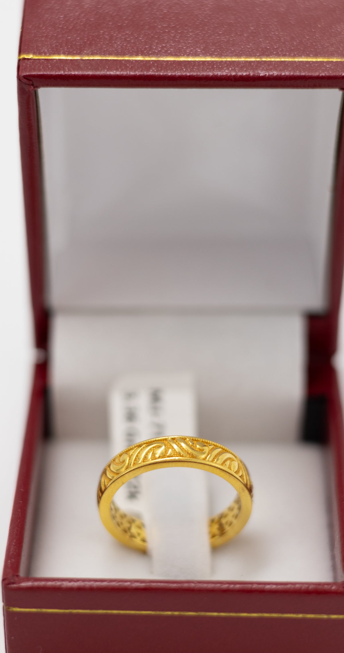 Traditional Filigree Carved Gold Band - 22k